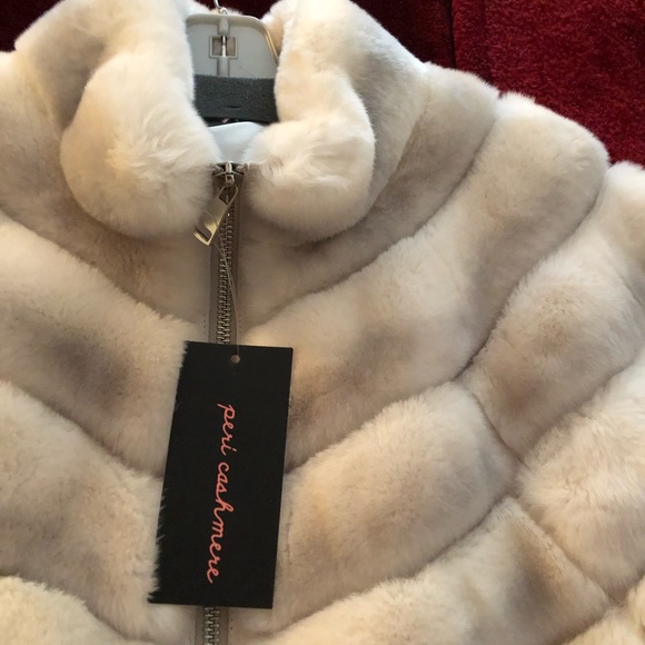 Fur Genuine Rex Light Grey Ombré Zip Front Jacket size L Brand new with tags - Picture 3 of 11